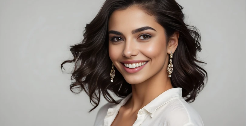 Portrait of woman with beautiful, perfect teeth